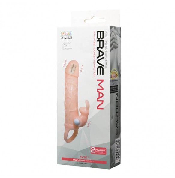 BAILE - Bunny Clitoris Vibrator With Glans Vibrator Penis Sleeve (L:17cm - D:4cm)